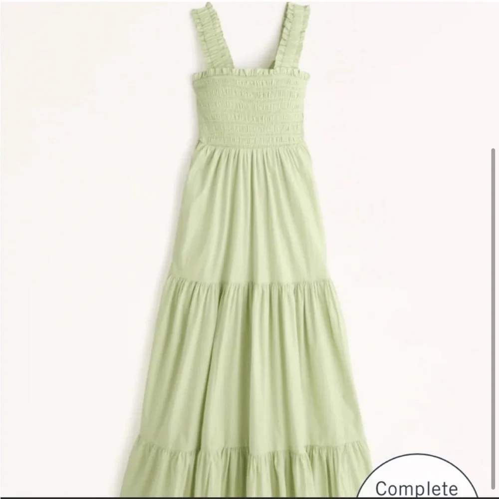 A&F Women's Smocked Bodice Easy Maxi Dress in Light Green